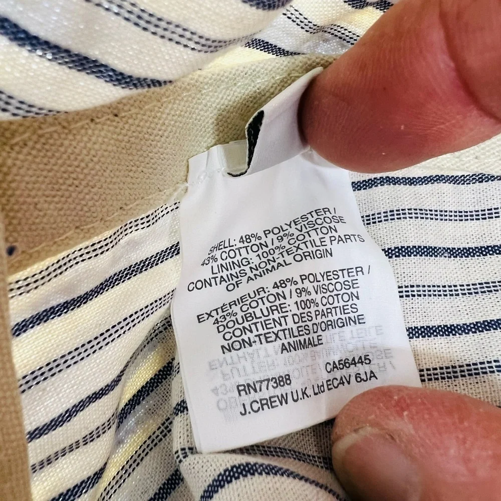 Madewell Navy and Cream Striped Ball cap with Adjustable Leather Strap